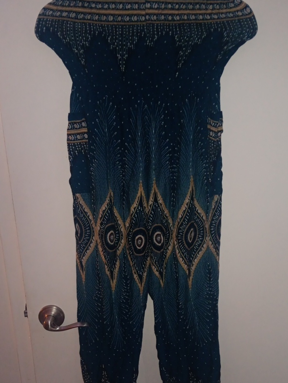 Women’s Teal Patterned Jumpsuit
